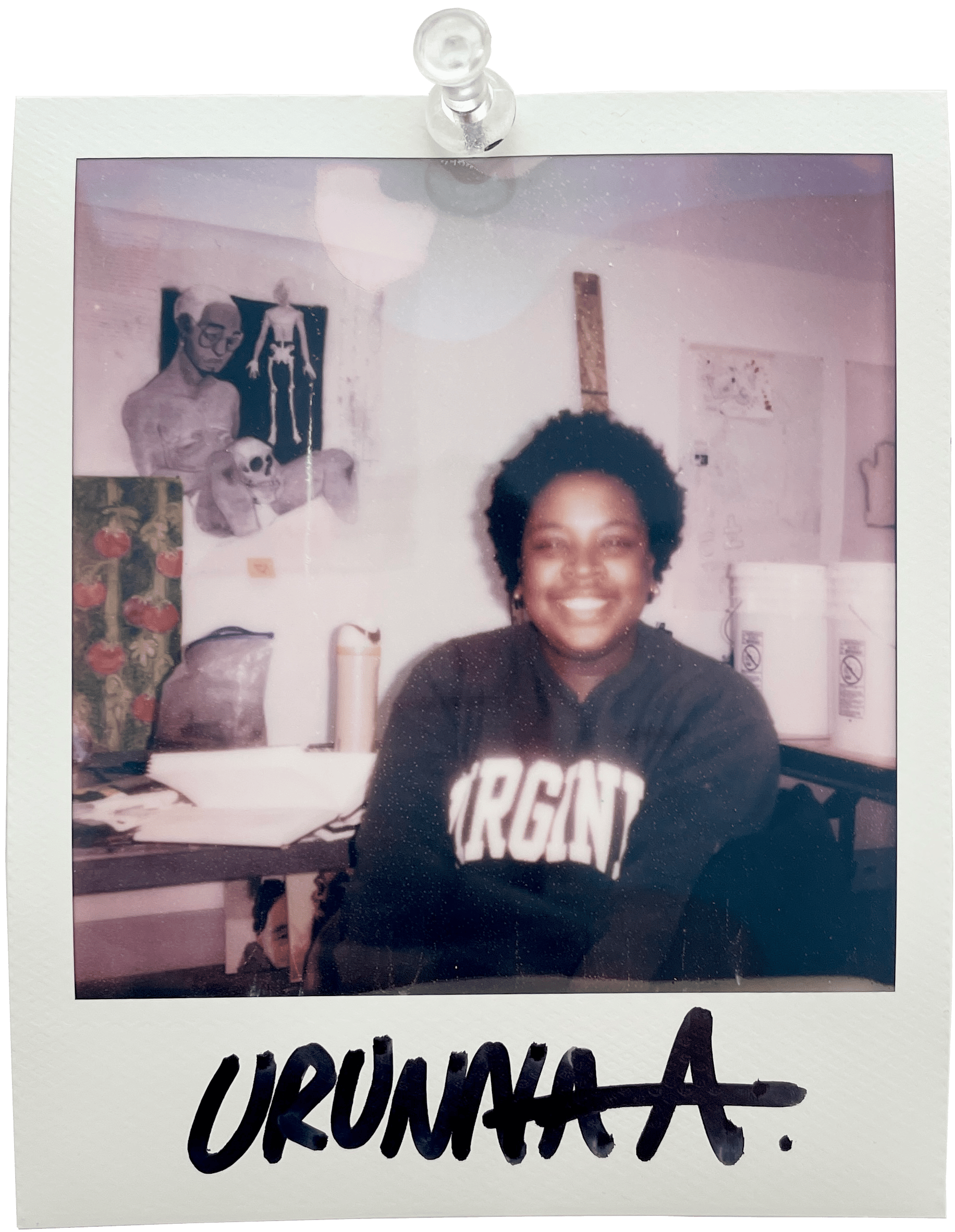 Polaroid image of artist Urunna Anyanwu.